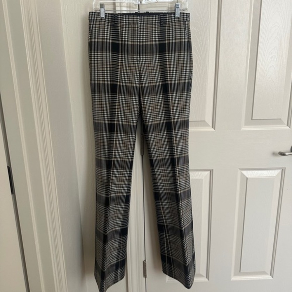 Theory Demitria 4 Becket Portland Plaid Flare Pants Size 4 - Picture 3 of 10